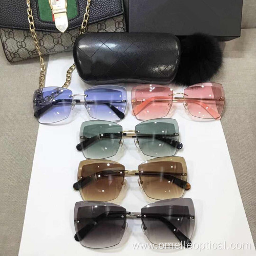Colorful Rimless Square Sunglasses For Women
